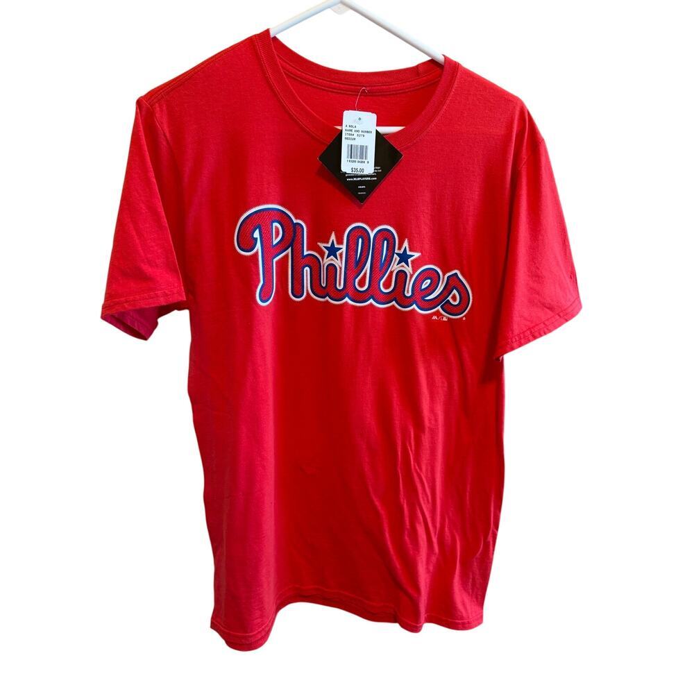Philadelphia Phillies Aaron Nola Red Name Number Youth T-Shirt 27 MLB Sz M - Picture 2 of 9